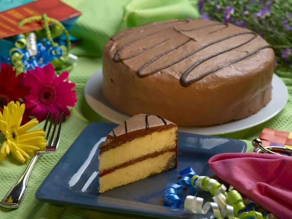 Yellow Cake With Chocolate Frosting